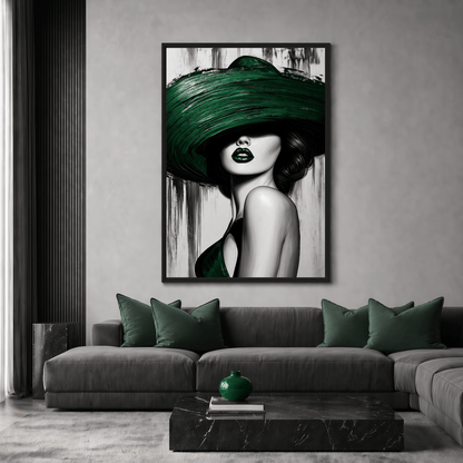Green Sombrero Woman Digital Print - PaintFu