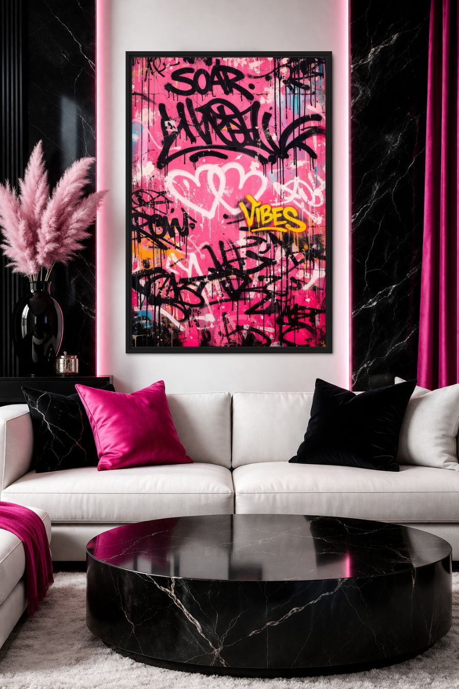 Pink Graffiti Art Digital Print - PaintFu