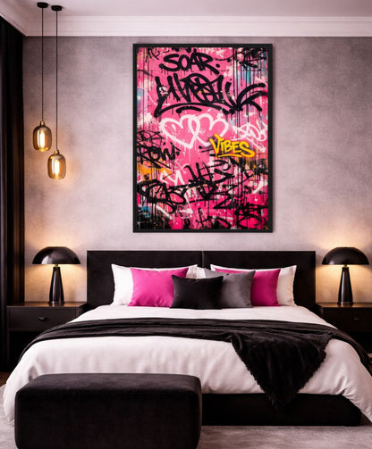 Pink Graffiti Art Digital Print - PaintFu