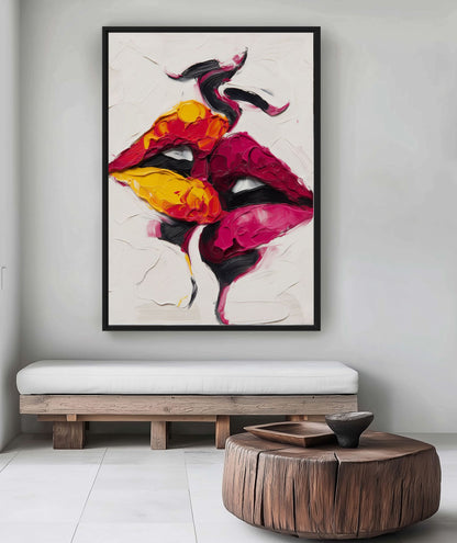 Abstract Lips Kissing Sensual Art