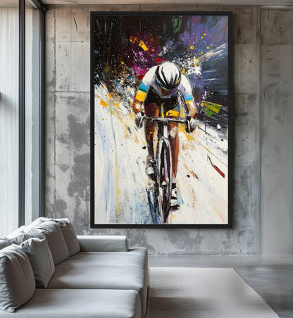 Cycling Modern Art Framed Canvas
