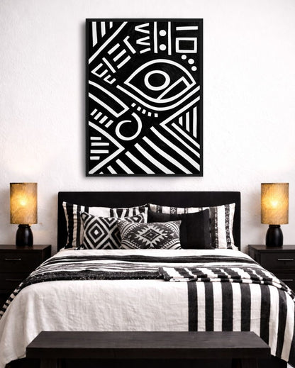 Black and White African Tribal Art Digital Print - PaintFu