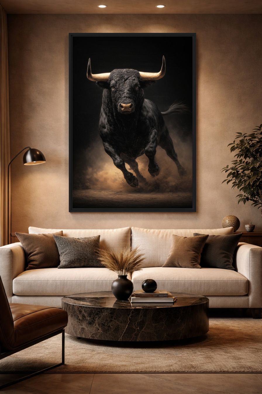 Black Bull Modern Art Digital Print - PaintFu