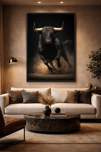 Black Bull Modern Art Digital Print - PaintFu