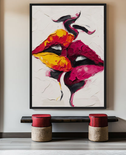 Abstract Lips Kissing Sensual Art Digital Print - PaintFu