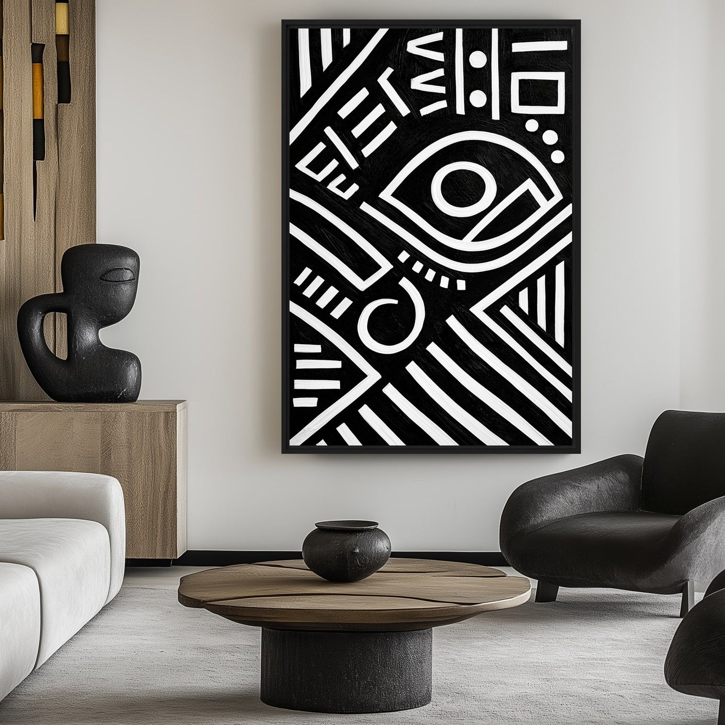 Black and White African Tribal Art Digital Print - PaintFu