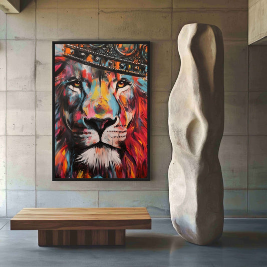 Colorful Lion Graffiti Art Framed Canvas - PaintFu