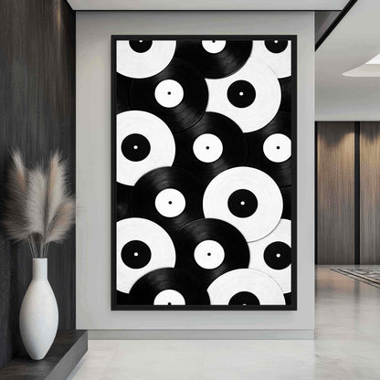 Black and White Vinyl Records Digital Print - PaintFu