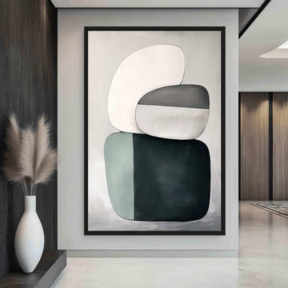 Sage Organic Shapes Modern Art Framed canvas - PaintFu