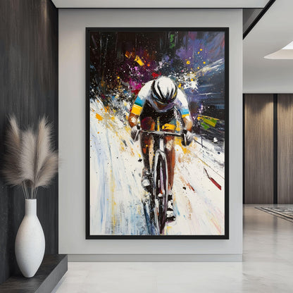 Cycling Modern Art Framed Canvas