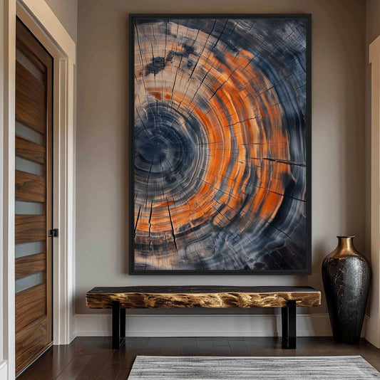 Tree Ring Scandinavian Art Framed Canvas - PaintFu