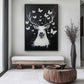 Deer Among Butterflies Framed Canvas