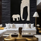 Elephant & Cub Minimalist Art Framed Canvas