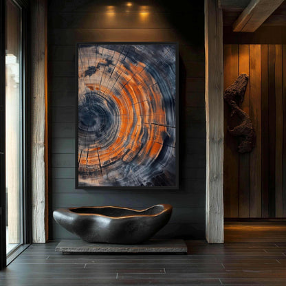 Tree Ring Scandinavian Art Framed Canvas - PaintFu