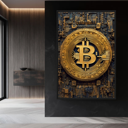 Bitcoin Crypto Art Framed Canvas