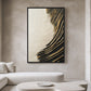 Wave White Black Gold Modern Art Framed Canvas