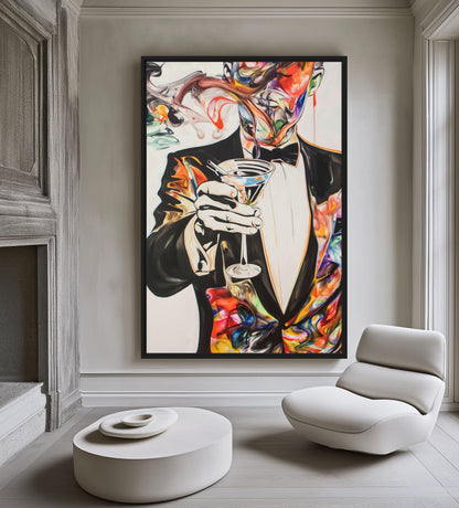 Martini Cocktail Surreal Art Framed Canvas