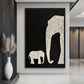 Elephant & Cub Minimalist Art Framed Canvas
