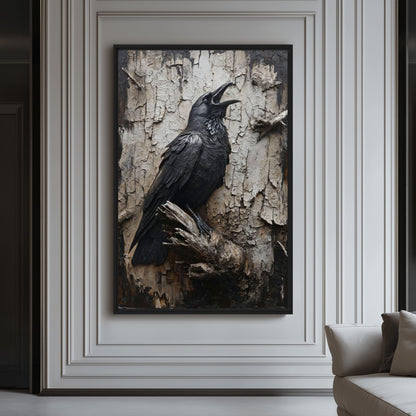 Black Crow Gothic Art Framed Canvas