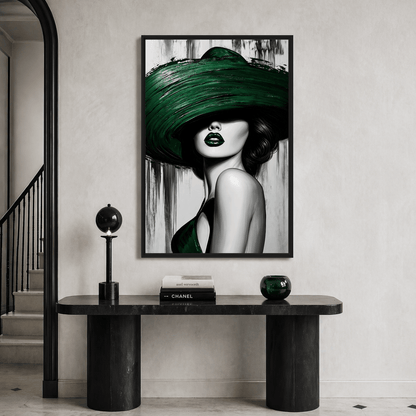 Green Sombrero Woman Digital Print - PaintFu