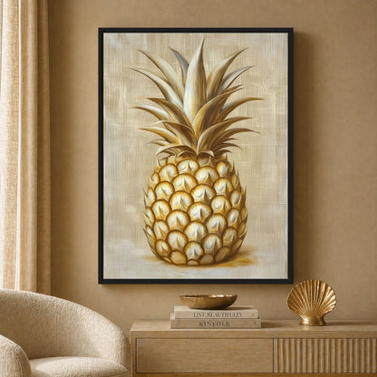 Golden Pineapple Modern Art Digital Print - PaintFu