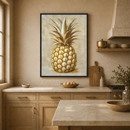 Golden Pineapple Modern Art Digital Print - PaintFu