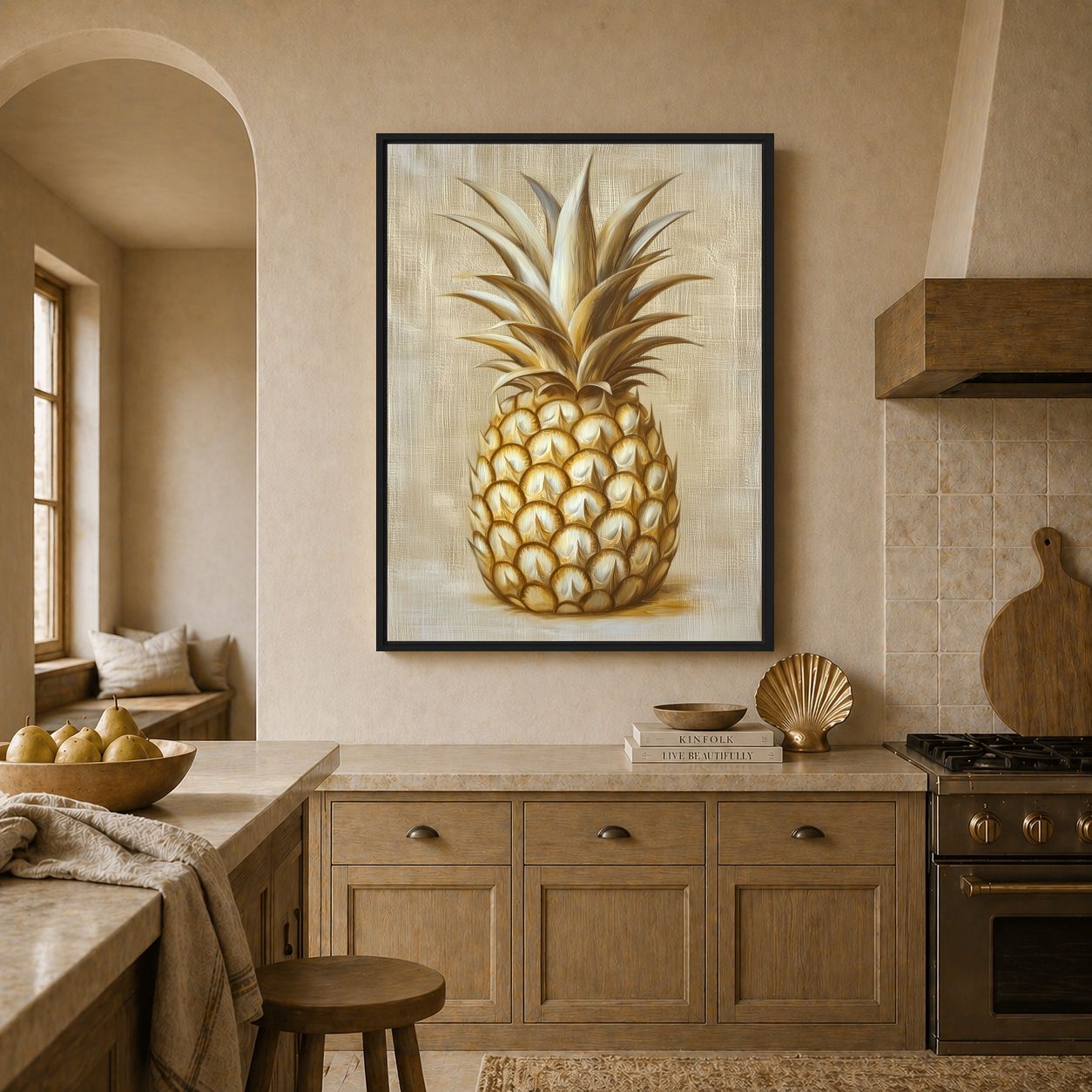 Golden Pineapple Modern Art Digital Print - PaintFu