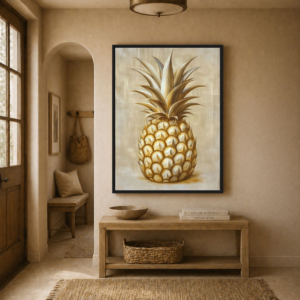 Golden Pineapple Modern Art Digital Print - PaintFu