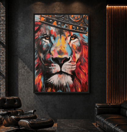 Colorful Lion Graffiti Art Framed Canvas - PaintFu