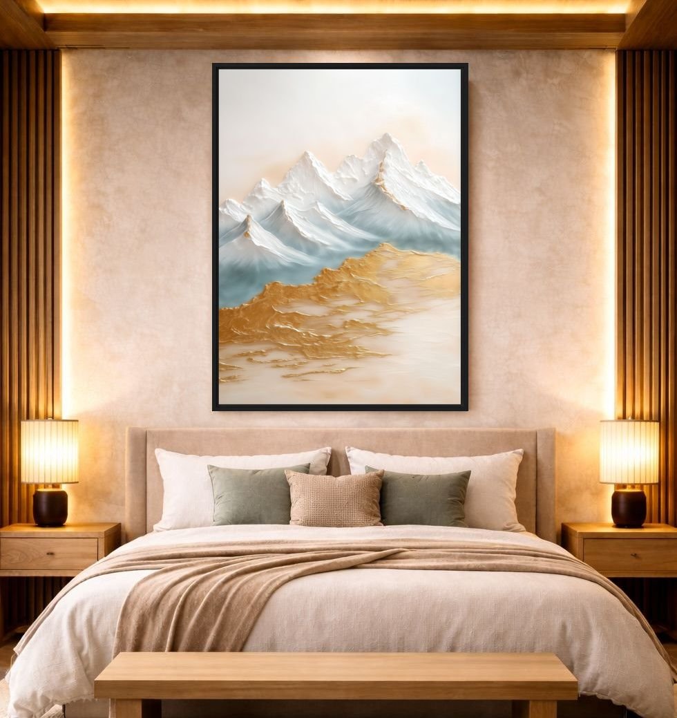 Snowy Mountains Abstract Art Digital Print - PaintFu