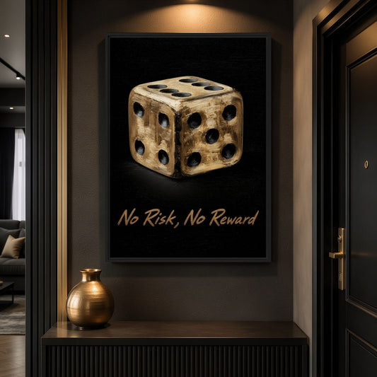 Gold Dice No Risk No Reward Motivational Art