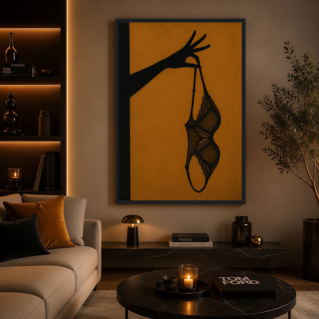 Lingerie Bra Silhouette Digital Print - PaintFu
