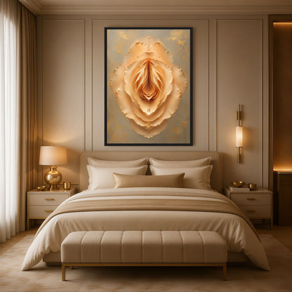 Yellow Sensual Rose Framed Canvas