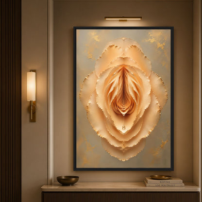 Yellow Sensual Rose Framed Canvas