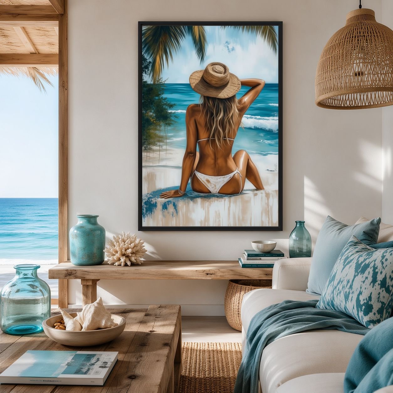 Coastal Woman Art Framed Canvas - PaintFu