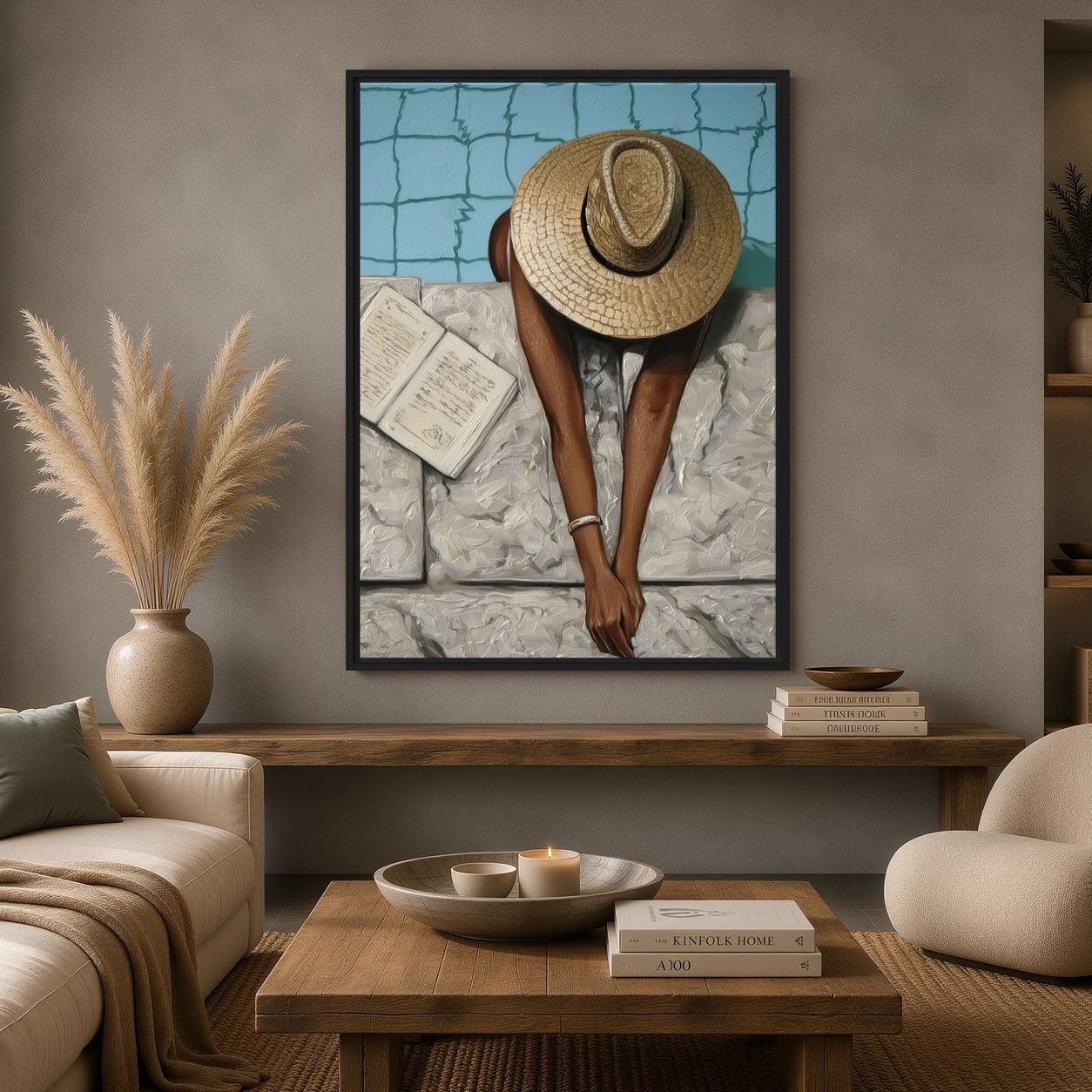 Poolside Woman Art Digital Print - PaintFu