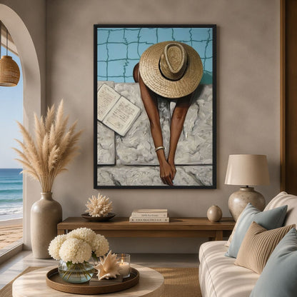 Poolside Woman Art Digital Print - PaintFu