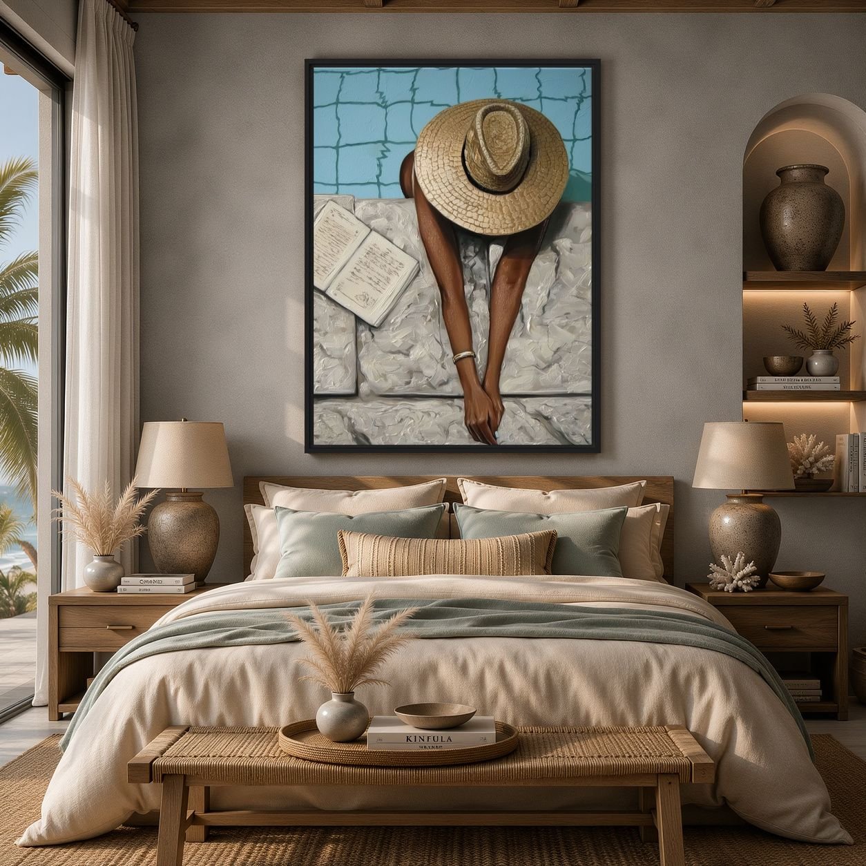 Poolside Woman Art Digital Print - PaintFu
