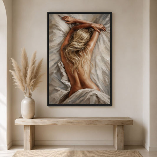 Beautiful Woman In Bed Sensual Art Digital Print - PaintFu