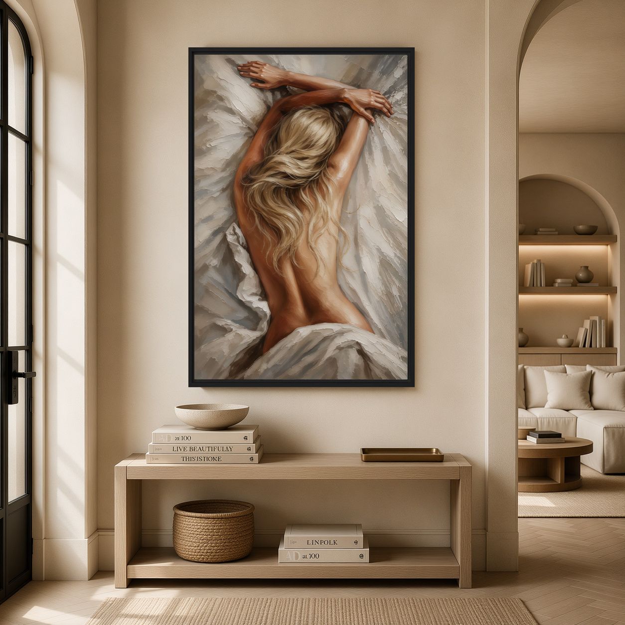 Beautiful Woman In Bed Sensual Art Digital Print - PaintFu