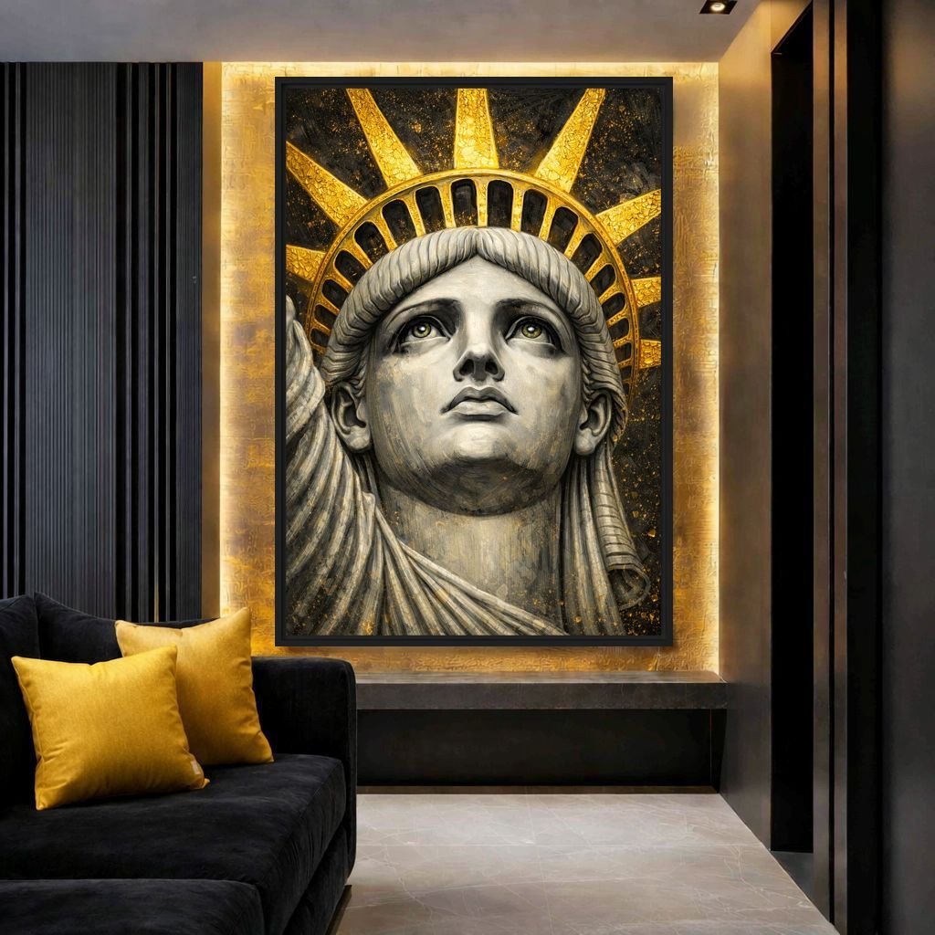 Statue Of Liberty Modern Art Framed Canvas - PaintFu
