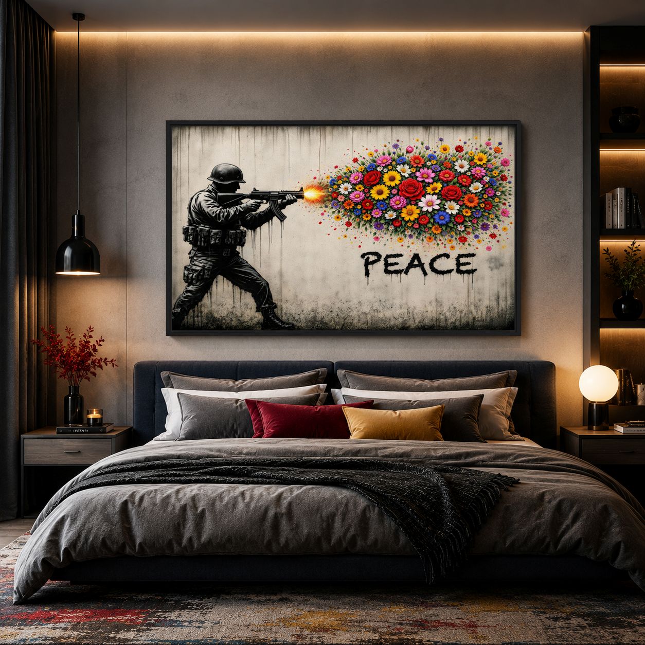Floral Peace Street Art Digital Print - PaintFu