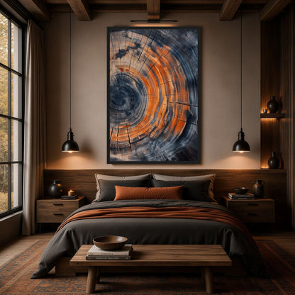Tree Ring Scandinavian Art Framed Canvas - PaintFu