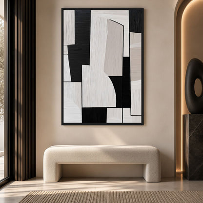 Monochrome Geometric Art Framed Canvas