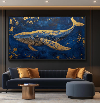 Blue Whale Modern Art Framed Canvas