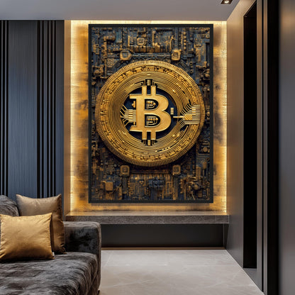 Bitcoin Crypto Art Framed Canvas
