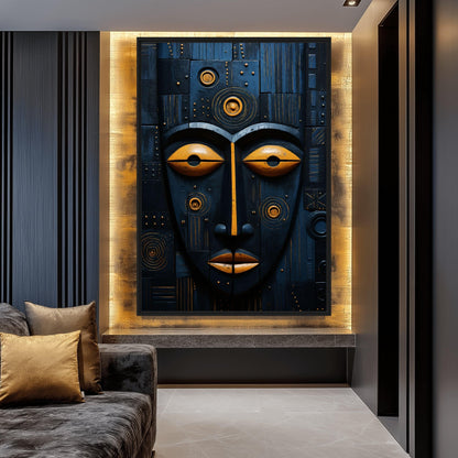 Tribal Mask African Art Framed Canvas