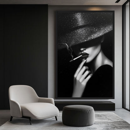 Woman Smoking Fashion Art Canvas Print Detail | PaintFu
