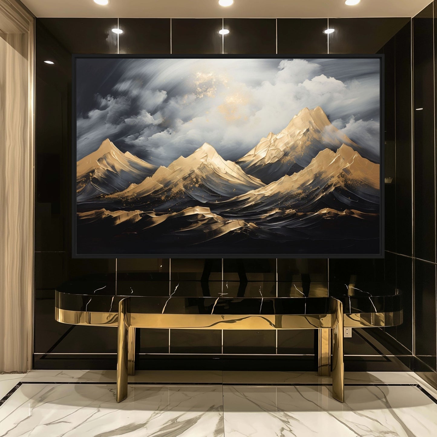 Mountains Landscape Art Framed Canvas