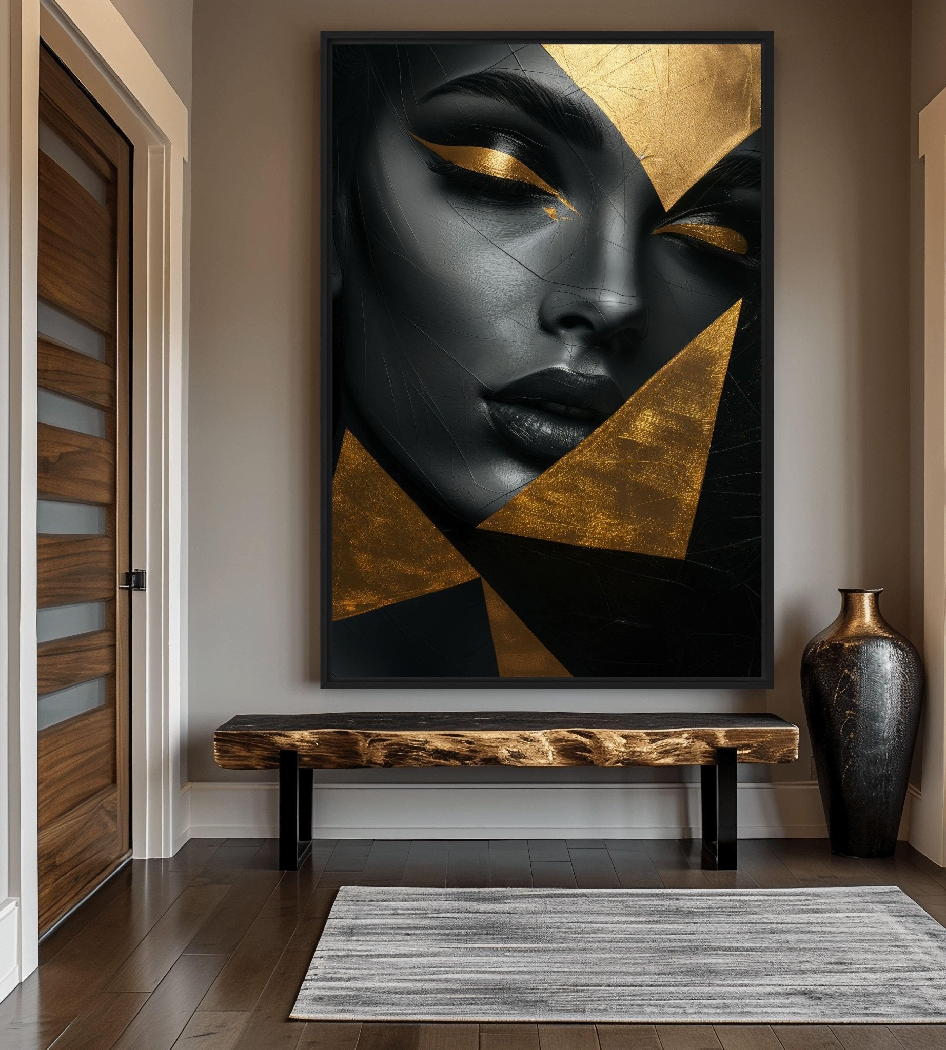 Woman In Gold Triangles Digital Print